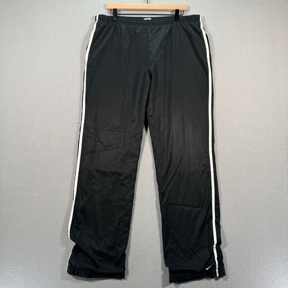Vintage Nike Windbreaker Pants Women Large 12-14 Black Fleece Lined Straight Y2K - Picture 1 of 15